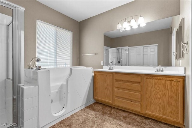 9233 Onyx Point Ct, Henderson, NV 89074 - bathroom with a stall shower, a jetted tub, and double vanity