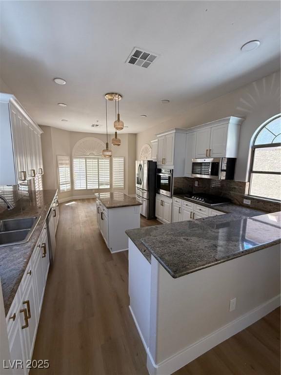 379 Marlin Cove Rd, Henderson, NV 89012 - kitchen with stainless steel appliances, healthy amount of natural light, dark wood-style floors, and recessed lighting
