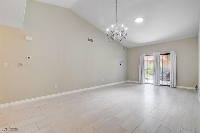 2851 S Valley View Blvd Unit 1039, Las Vegas, NV 89102 - spare room featuring a chandelier and high vaulted ceiling