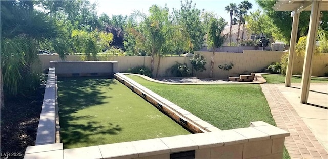 2140 Desert Peak Rd, Las Vegas, NV 89134 - fenced backyard with a bocce ball area