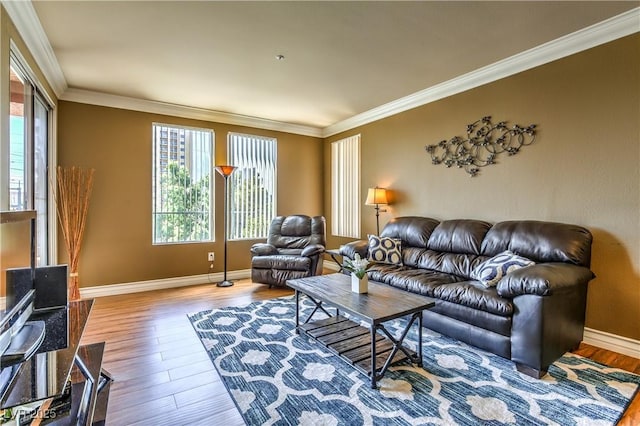 220 E Flamingo Rd Unit 317, Las Vegas, NV 89169 - living room with plenty of natural light, ornamental molding, and wood finished floors