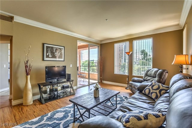 220 E Flamingo Rd Unit 317, Las Vegas, NV 89169 - living room featuring wood finished floors and ornamental molding