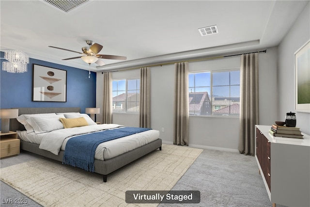 9784 Kodiak Island Ct, Las Vegas, NV 89141 - bedroom featuring light colored carpet and ceiling fan