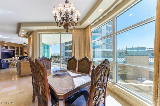 9101 Alta Dr Unit 301, Las Vegas, NV 89145 - dining space featuring a chandelier and recessed lighting