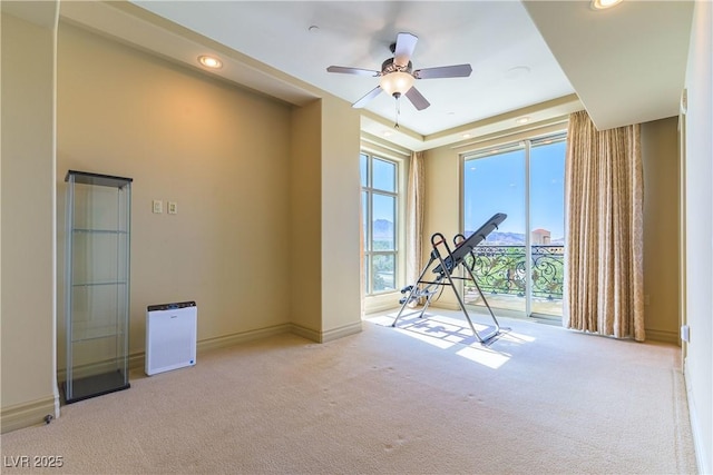 9101 Alta Dr Unit 301, Las Vegas, NV 89145 - workout area featuring carpet flooring, a ceiling fan, and recessed lighting