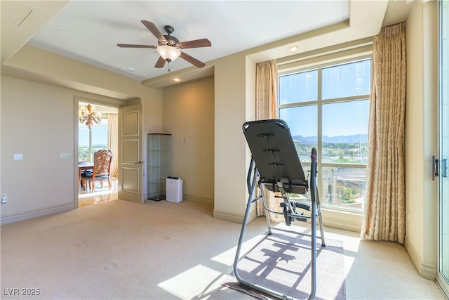 9101 Alta Dr Unit 301, Las Vegas, NV 89145 - exercise room with light colored carpet, plenty of natural light, and a mountain view