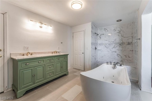 7720 W Agate Ave, Las Vegas, NV 89113 - bathroom with a soaking tub, double vanity, and a marble finish shower
