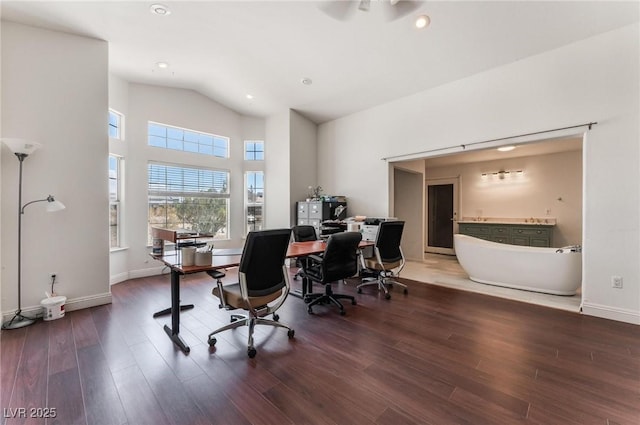7720 W Agate Ave, Las Vegas, NV 89113 - office with wood finished floors, recessed lighting, and vaulted ceiling