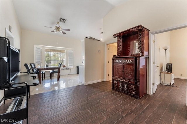 7720 W Agate Ave, Las Vegas, NV 89113 - living area with ceiling fan and dark wood finished floors