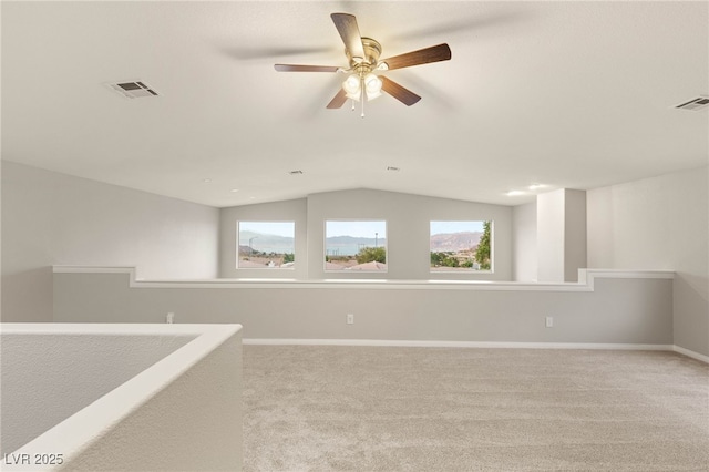 251 Big Horn Dr, Boulder City, NV 89005 - unfurnished room featuring vaulted ceiling, light colored carpet, and ceiling fan
