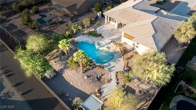 1239 N Hollywood Blvd, Las Vegas, NV 89110 - aerial view of property and surrounding area with a pool