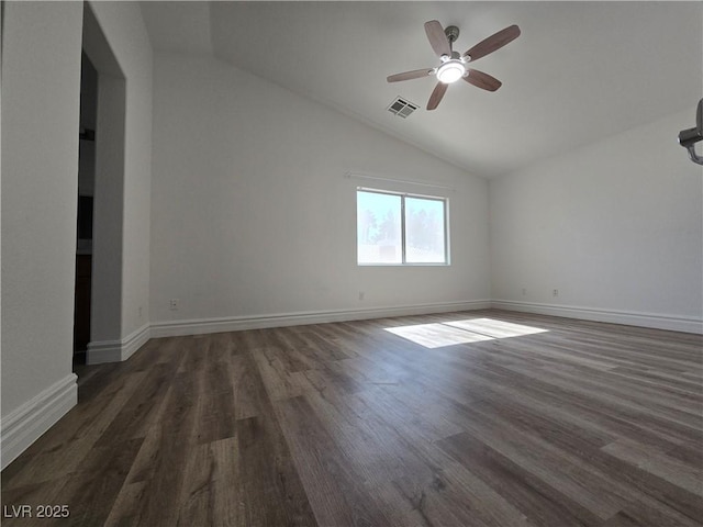 6638 Babys Tear Pl, Las Vegas, NV 89148 - unfurnished room with lofted ceiling, ceiling fan, and wood finished floors