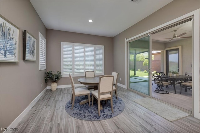 10349 Bressana Dr, Las Vegas, NV 89135 - dining area with wood finished floors, recessed lighting, and a ceiling fan
