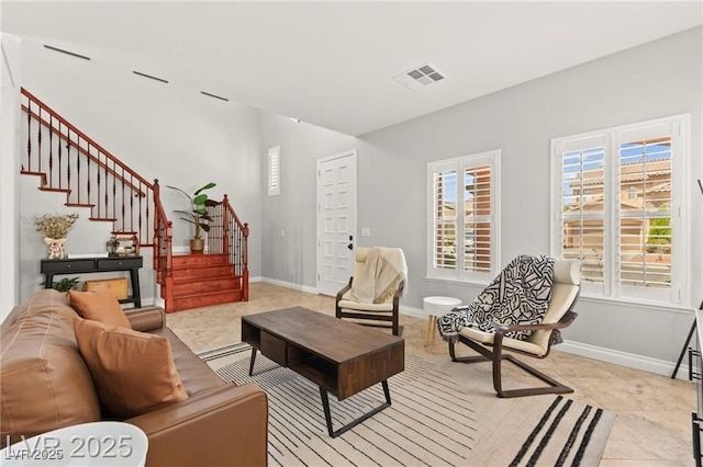 11274 Civita St, Las Vegas, NV 89141 - living room with stairs and baseboards