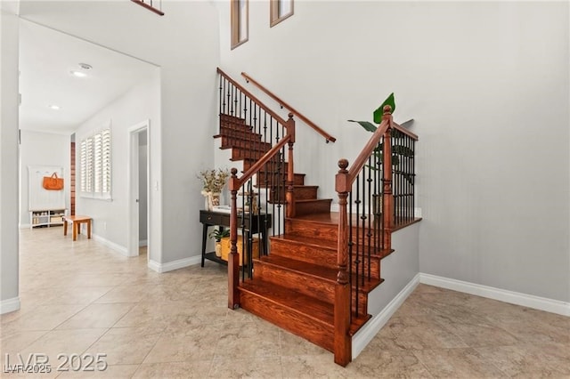 11274 Civita St, Las Vegas, NV 89141 - stairway with baseboards and tile patterned floors