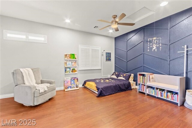 11274 Civita St, Las Vegas, NV 89141 - bedroom with wood finished floors, recessed lighting, and ceiling fan