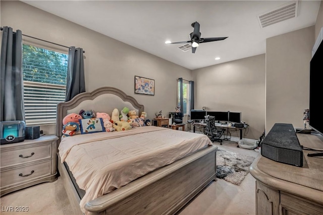 7670 Frittata Ave, Las Vegas, NV 89113 - bedroom featuring an office area, a ceiling fan, and recessed lighting