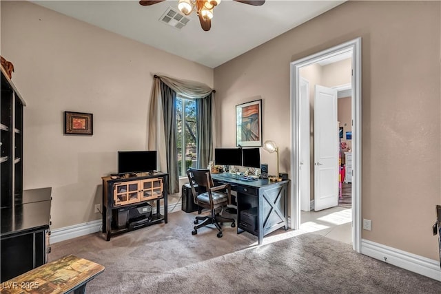 7670 Frittata Ave, Las Vegas, NV 89113 - carpeted home office with a ceiling fan and baseboards