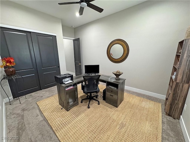 2891 S Rainbow Ave, Pahrump, NV 89048 - carpeted home office featuring ceiling fan and baseboards