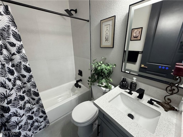 2891 S Rainbow Ave, Pahrump, NV 89048 - bathroom with shower / tub combo, vanity, and a textured wall