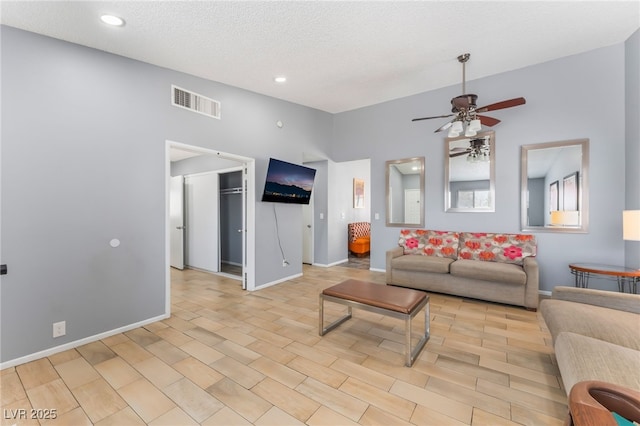 1012 Greystone Dr, Las Vegas, NV 89108 - living room with a ceiling fan, recessed lighting, and a textured ceiling