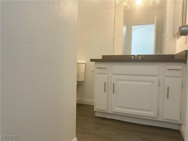 6250 W Flamingo Rd Unit 88, Las Vegas, NV 89103 - bathroom featuring a textured wall, vanity, and wood finished floors