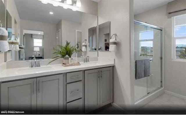 6752 Nimbus Ave Lot 8, Las Vegas, NV 89130 - full bath featuring double vanity, a stall shower, and healthy amount of natural light
