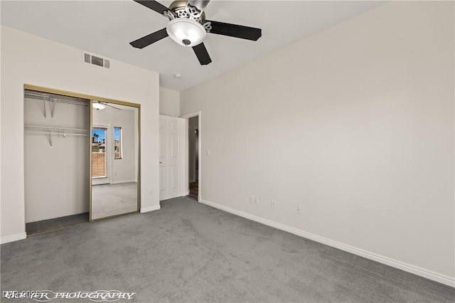 920 Vista Del Sol Ct, Mesquite, NV 89027 - unfurnished bedroom with carpet flooring, a closet, and a ceiling fan
