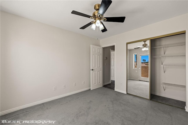 920 Vista Del Sol Ct, Mesquite, NV 89027 - unfurnished bedroom featuring carpet, ceiling fan, and a closet