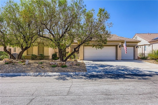 1637 Wellington Springs Ave, Henderson, NV 89052 - obstructed view of property featuring an attached garage, concrete driveway, and stucco siding