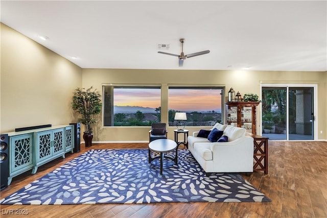 1637 Wellington Springs Ave, Henderson, NV 89052 - living area with wood finished floors and ceiling fan