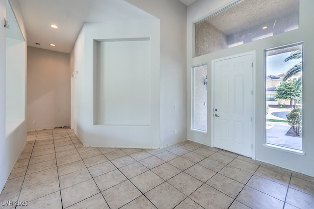 6821 Sleepy Pine St, Las Vegas, NV 89130 - entrance foyer featuring light tile patterned floors and recessed lighting