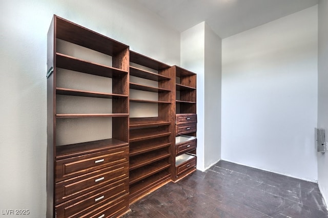 6821 Sleepy Pine St, Las Vegas, NV 89130 - walk in closet with dark wood finished floors