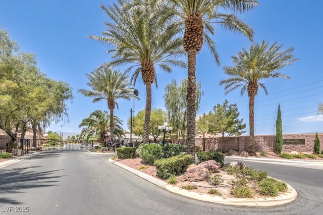 6821 Sleepy Pine St, Las Vegas, NV 89130 - view of asphalt street featuring curbs, a gated entry, and a gate
