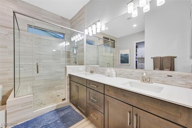 5801 Exbury Gardens Ct, Las Vegas, NV 89118 - full bath with double vanity and a shower stall