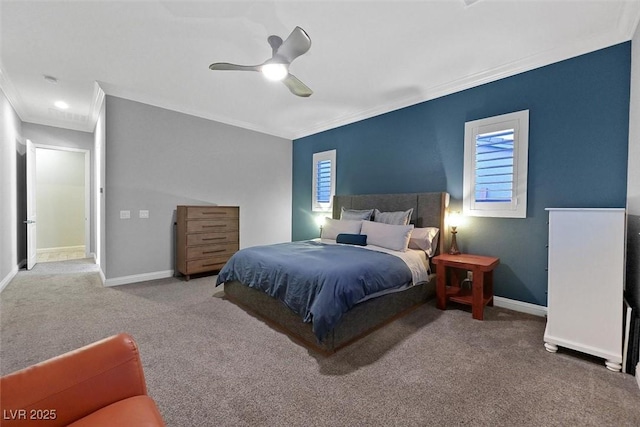 5801 Exbury Gardens Ct, Las Vegas, NV 89118 - bedroom with crown molding, carpet flooring, and a ceiling fan