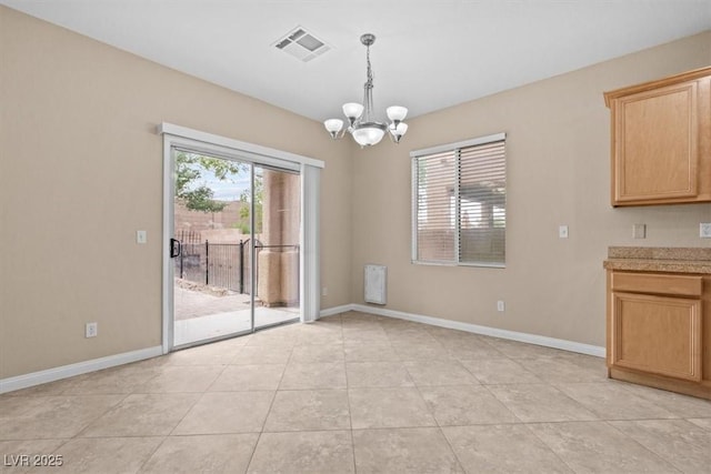 9709 Fast Elk St, Las Vegas, NV 89143 - unfurnished dining area with a chandelier and light tile patterned floors