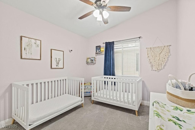 5108 Molveno Ct, Las Vegas, NV 89130 - bedroom featuring vaulted ceiling, carpet flooring, and ceiling fan