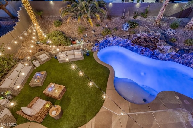 1246 Diamond Valley St, Henderson, NV 89052 - view of pool with a fenced backyard, an outdoor hangout area, and a patio area