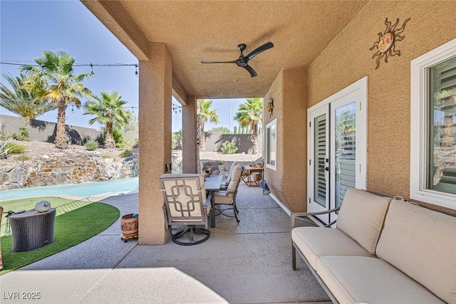 1246 Diamond Valley St, Henderson, NV 89052 - view of patio / terrace with an outdoor hangout area and ceiling fan