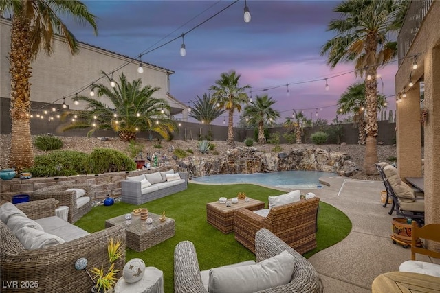 1246 Diamond Valley St, Henderson, NV 89052 - fenced backyard featuring an outdoor living space and a patio