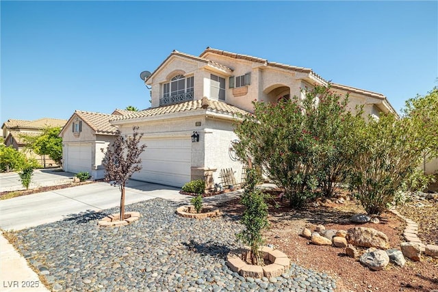9105 Chenin Ave, Las Vegas, NV 89129 - mediterranean / spanish-style home featuring a tiled roof, stucco siding, and driveway