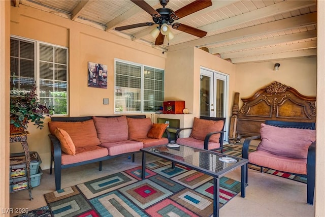 3877 Platis Cir, Las Vegas, NV 89103 - view of patio / terrace with ceiling fan, an outdoor living space, and french doors