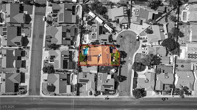 3877 Platis Cir, Las Vegas, NV 89103 - aerial view of residential area with property boundaries highlighted