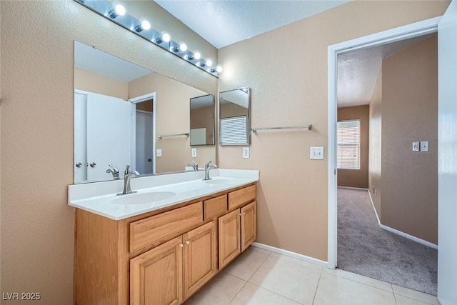 3141 Diamond Crest Ln, Henderson, NV 89052 - bathroom with double vanity and tile patterned flooring
