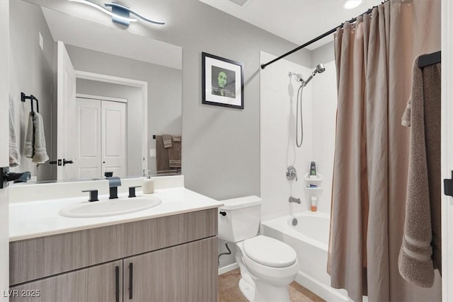 8255 Las Vegas Blvd Unit 722, Las Vegas, NV 89123 - full bath featuring shower / bath combination with curtain, vanity, and tile patterned flooring