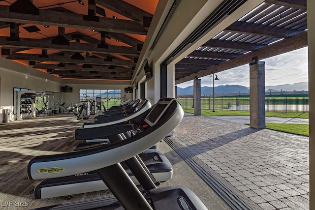8048 Skye Bridge St, Las Vegas, NV 89166 - exercise room featuring a water view