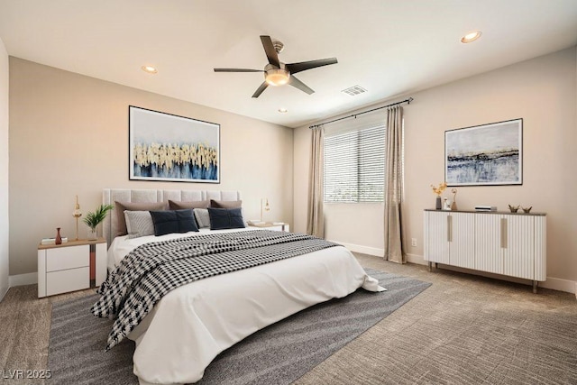 8048 Skye Bridge St, Las Vegas, NV 89166 - bedroom with carpet flooring, recessed lighting, and a ceiling fan