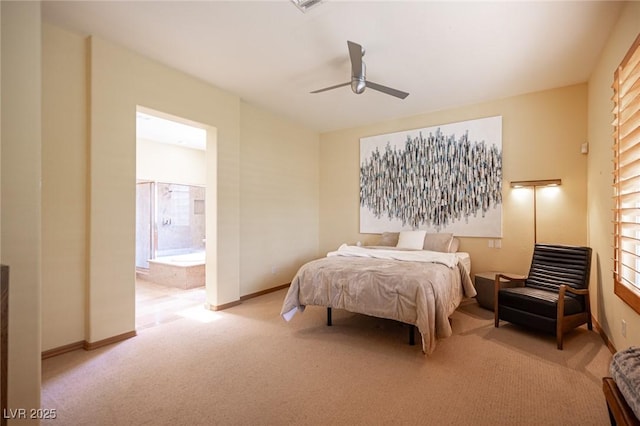 15 Emerald Dunes Cir, Henderson, NV 89052 - bedroom with carpet floors, ensuite bath, multiple windows, and a ceiling fan
