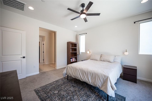 9451 Lunar Ray St, Las Vegas, NV 89143 - bedroom featuring carpet flooring, recessed lighting, and a ceiling fan